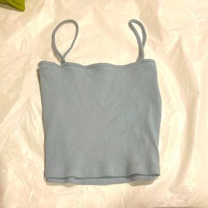 cropped blue tank top